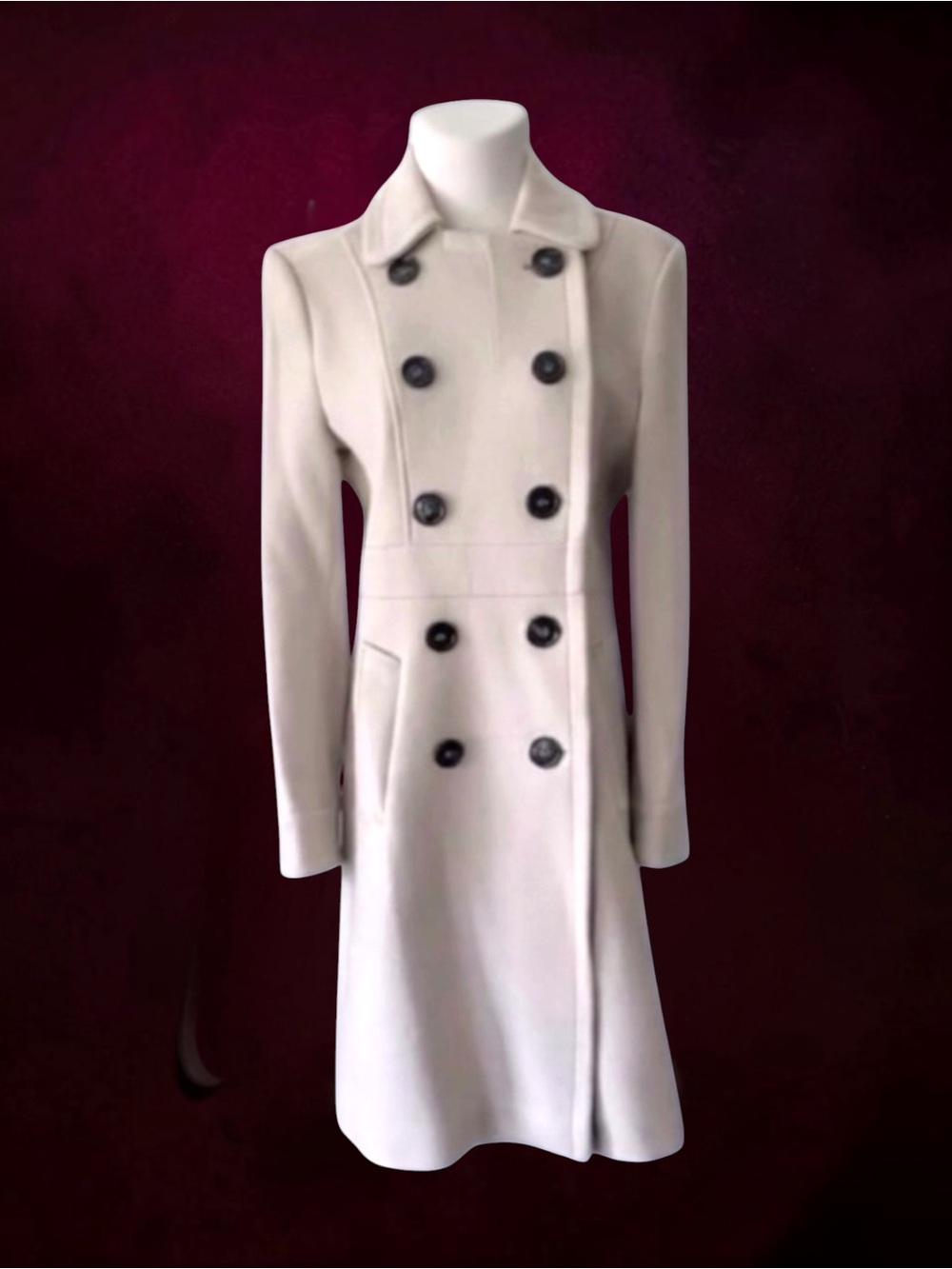 BURBERRY London Dove Grey Military Wool Coat Size 10